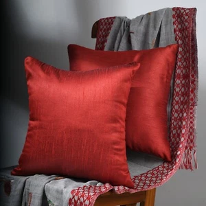 couch pillow covers handmade red cushion covers living room sofa throw pillow 2p - Picture 1 of 6