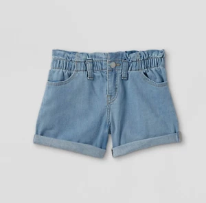 Girls' High-Rise Paper Bag Waist Shorts - Cat & Jack Medium Wash XL (14/16)Plus, - Picture 1 of 6