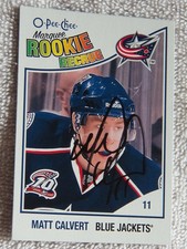 Columbus Blue Jackets Matt Calvert Signed 2010-11 O-Pee-Chee Marquee Rookie Card