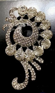 Klare Strass Brosche Silberfarben Anstecknadel Schmuck Glitzer Kostüm Sonntag Hochzeit - Bild 1 von 7