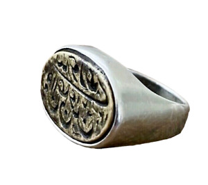 Mens Ottoman Silver 925K Bronze Engraved Ring Muslim Old Carved Islamic Rare 