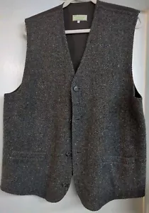 Donegal Tweed Jimmy Hourihan Wool Herringbone Waistcoat Vest Fits 44 Chest Gray - Picture 1 of 8