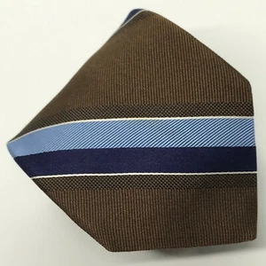 BROOKS BROTHERS Makers & Merchants 58L Mens Silk Brown Blue Striped Tie USA Made - Picture 1 of 4
