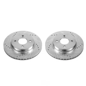 Disc Brake Rotor Set-Front Drilled, Slotted and Zinc Plated Brake Rotor Pair - Picture 1 of 4