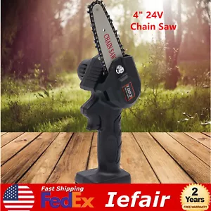 4" 24V Electric Cordless Chain Saw Small Mini Hand-held Chainsaw Battery Powered - Picture 1 of 11