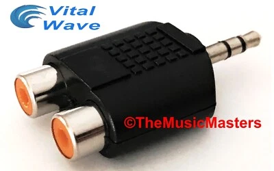 3.5mm 1/8" Stereo Male Plug to Dual RCA Jacks (F) Audio Cable Cord Adapter VWLTW - Image 1 of 4