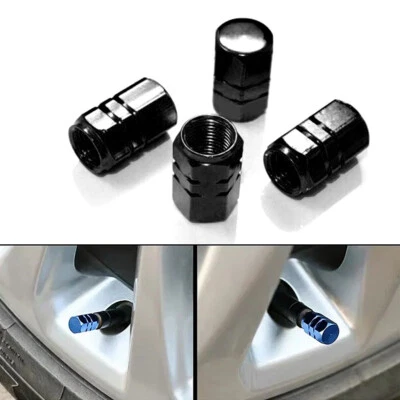 4x Cubiertas de tapas de aire de vástago de válvula de neumático de aluminio negro para Toyota Tacoma Foto 1 de 4