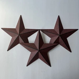 Set of 3 ~ Burgundy Black Barn Star Stars 3.5" PRIMITIVE COUNTRY FREE SHIPPING - Picture 1 of 5