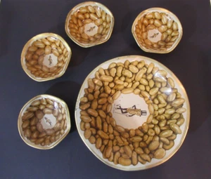 Set 5 Vintage Mr PEANUT Planters Peanuts Tin Metal Snack Nut Dish Bowls - Picture 1 of 12