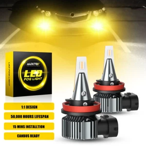 3000K AUXITO Yellow H11 H8 H16 Fog Light LED 100W Driving Projector DRL Bulbs 2X - Picture 1 of 12
