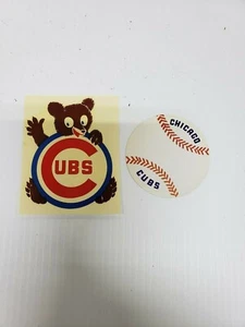 2 CHICAGO CUBS DECAL STICKER BEAR & BASEBALL ORIGINAL VINTAGE 1970'S - Picture 1 of 7