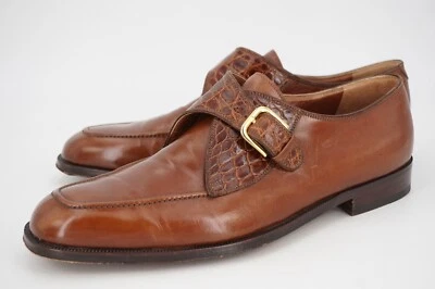$760 | BRUNO MAGLI ELITE 10.5 M EU 43.5 COGNAC BROWN SINGLE MONK STRAP ALLIGATOR - Image 1 of 4