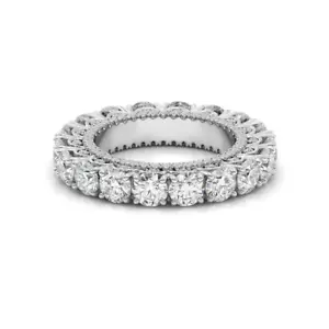 Lab Grown 8 Ct Round Diamond Eternity Band PT950 Platinum 4.5 MM 5 6 7 8 - Picture 1 of 11