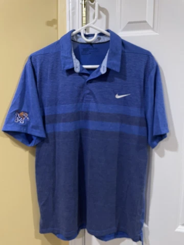 Nike Dri Fit Memphis Tigers Golf Polo Shirt Blue Mens Large Modern Fit Cover
