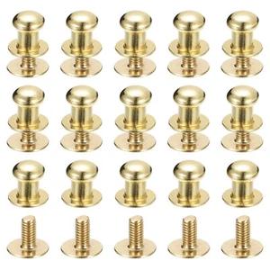 6mm Ball Head Stud Rivets Screw Back, 15Pack Round Head Button, Light Golden - Picture 1 of 7