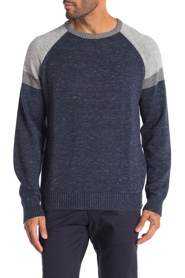 Weatherproof Mens Crewneck Pullover, Gray Navy Blue, MED - Image 1 of 1