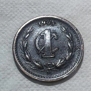 1903 M Mexico 1 Centavo KM#394.1 2nd Republic Copper Coin Better Condition - Picture 1 of 9