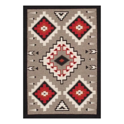 Alfombra grande de lana dos grises colina alfombra navajo suroeste hecha a mano estilo nativo americano Foto 1 de 4