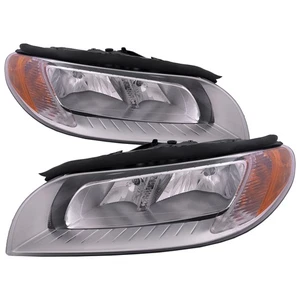 Headlights Set Halogen Chrome Fits 08-12 Volvo S80 /08-10 V70/ 08-11 XC70 - Picture 1 of 7