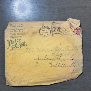 6 Apr 1897 Patee Bicycles Yellow Envelope Used PEORIA Illinois B48 - Foto 1 di 3