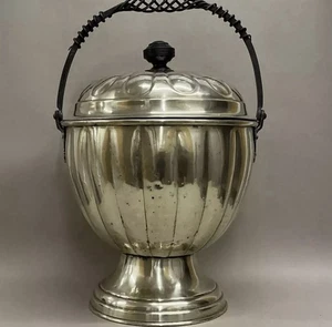 Antique Early Victorian Brass And Wrought Iron Coal Bucket And Lid C1840. - Picture 1 of 8