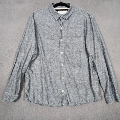 REI Cooperative Shirt Mens Large Blue Chambray Hemp Organic Cotton Button Down - Image 1 of 4