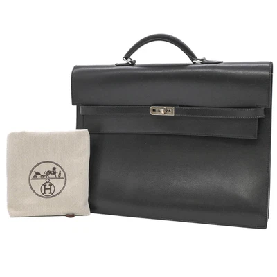 Hermes Kelly Depeches 38 Maletín Bolso de Negocios Negro Cuero Epsom Japón Auténtico Foto 1 de 4