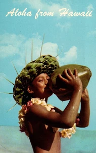 Aloha from Hawaii Boy with Coconut Milk Bar Vintage Postcard - Picture 1 of 2