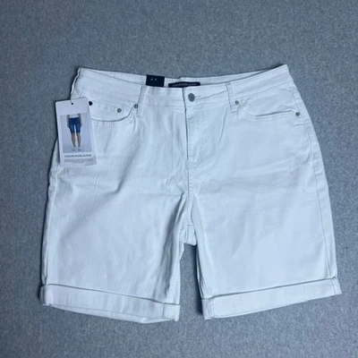 Pantalones cortos de mezclilla blancos para mujer Calvin Klein con dobladillo con puños talla 16 nuevos con etiquetas Foto 1 de 4
