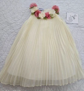 NEW Blueberi Boulevard Baby Girls Pleated Yellow Chiffon Floral Dress SZ/18M $45 - Picture 1 of 8