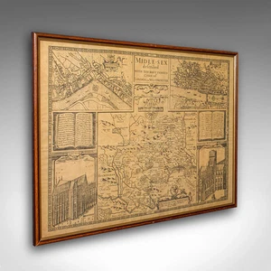 Vintage County Map, Middlesex, English, Framed 16th Century Print, John Norden - Picture 1 of 12