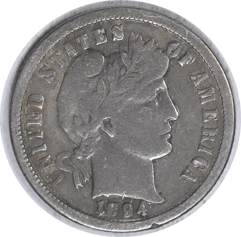 1894-O Barber Silver Dime F Uncertified #1123 Cover