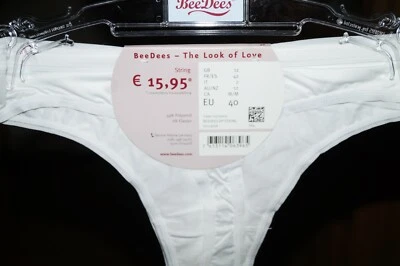 2 Bee Dees  Slips Gr.40 (String ) Weiß hiptser tanga penty boxer  - Bild 1 von 4