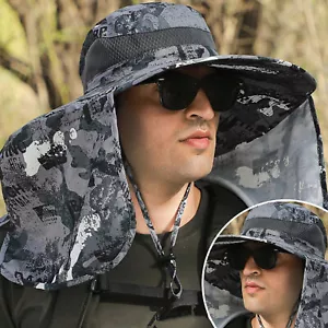 Hiking Sun Hat: Solar Fan, UV Protection, Neck Flap, USB Rechargeable, Foldable - Picture 1 of 20