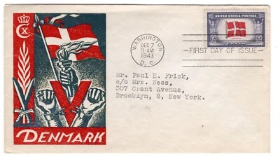 #920 Denmark 1943 FDC Overrun Nations - Smartcraft Staehle Slate - Image 1 of 2