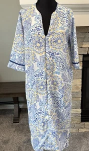 CHARTER CLUB Nightgown Sz Small Long Paisley Floral Long Zip Front Lightweight - Picture 1 of 3