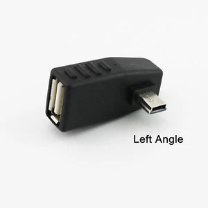 Mini USB 5-Pin B Male Left Angled 90°to USB 2.0 Type A Female OTG Host Adapter - Picture 1 of 7