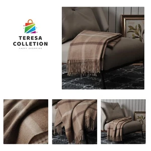100% Pure Cashmere Throw Blanket for Sofa, Classic Design with Gift Box Neutr... - Picture 1 of 11