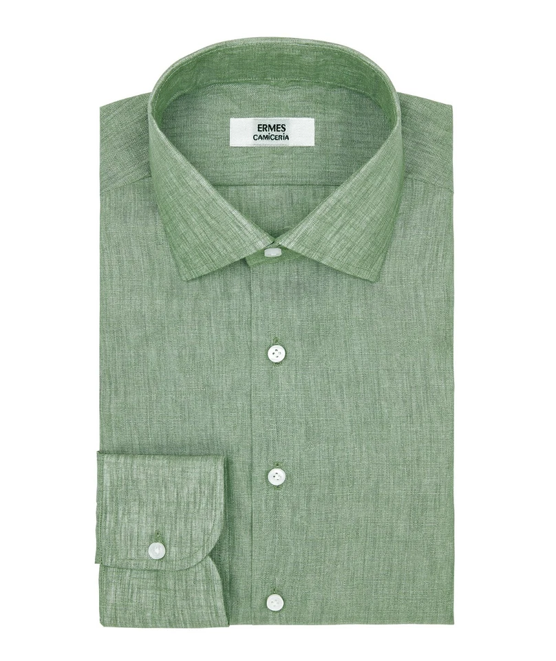 Camicia uomo Verde | Regular/Slim | Collo Francese | Lino | PERSONALIZZABILE - Immagine 1 di 1