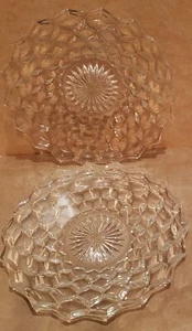 2 PC. FOSTORIA AMERICAN 2056 CLEAR GLASS SANDWICH PLATES~9"D - Picture 1 of 2