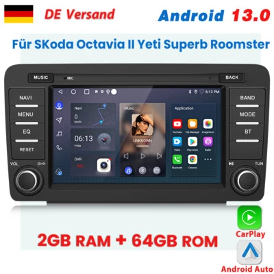 DAB+ 2+64GB Für SKoda Octavia II 2004-2013 Android 13 Autoradio Carplay GPS NAVI - Bild 1 von 4