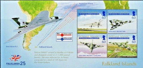 FALKLAND ISLS. 2007, 25TH ANNIV. OF LIBERATION; BLACK BUCK 1 VULCAN RAID MS, MNH Cover