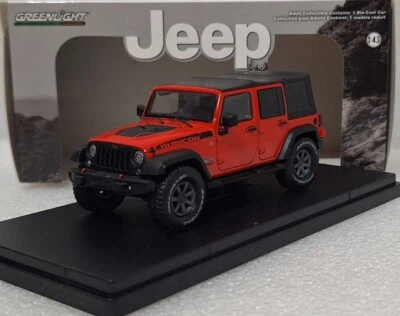 (4) Jeep Wrangler Rubicon Recon Hard Top Closed 2017 Red Matt 1:43 Greenlight - Image 1 of 4