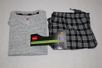 Conjunto de pijama para hombre GRIS L/S TEJIDO HENELY TOP negro blanco pantalones de franela a cuadros TALLA L Foto 1 de 2