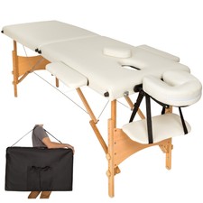 mobile Massageliege Massagetisch Massagebank 2 Zonen Klappbar beige B-ware