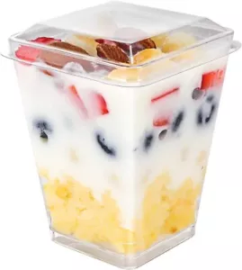 50 Pack 5 oz Plastic Dessert Cups with Lids, Yogurt Parfait/Appetizer Cup Lids - Picture 1 of 7