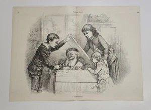 Thomas Nast ORIGINAL Double Page Harpers Weekly "A Christmas Box" Engraving 1885 - Picture 1 of 16