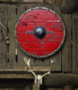 Medieval Viking Shield Ragnar Lothbrok Authentic Wooden LARP Shield For Cosplay - Picture 1 of 4
