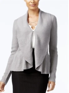 Cable & Gauge Women's Gray Cardigans Ruffle Top Shawl Collar Size XL - Picture 1 of 3