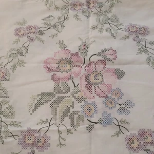 Floral Cross-stitch Pattern Fabric 86" Wide X 3 Yards Long - Picture 1 of 7